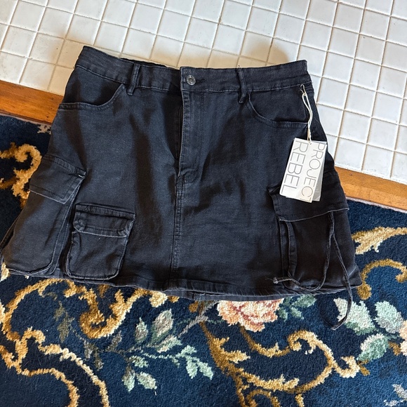 Project Rebel mini denim cargo skirt. NWT. - Picture 1 of 8